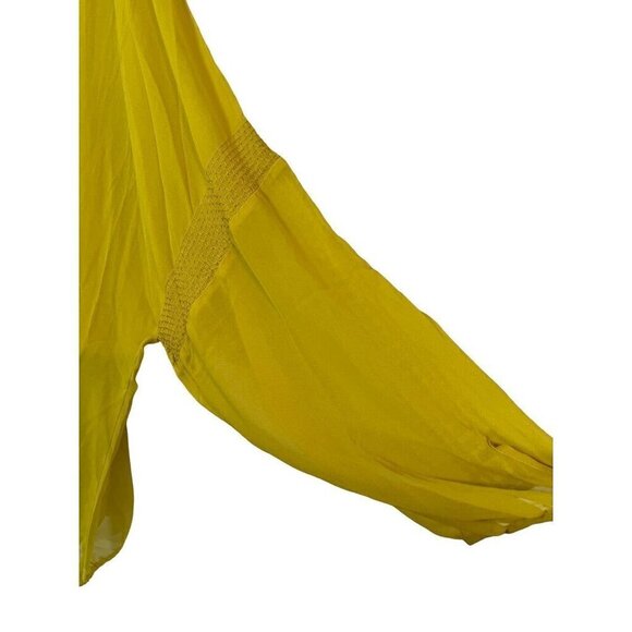 Lane Bryant Top Women 22 Yellow Pullover Sheer Crochet Peasant Boho Western 80s - Picture 7 of 14